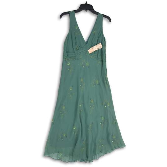 NWT Dressbarn Womens Green Floral Sequin Sleeveless Fit & Flare Dress Size 14 image number 2