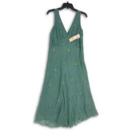 NWT Dressbarn Womens Green Floral Sequin Sleeveless Fit & Flare Dress Size 14 alternative image
