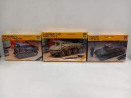 Set Of Testors Model Vehicles Armored Car, Panzer KPFW IB, Steyr Tractor RSO/1 IOB