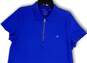 Womens Blue Short Sleeve 1/4 Zip Spread Collared Golf Mini Dress Size XL image number 3