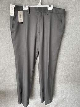 Mens Gray Flat Front Pockets Straight Leg Dress Pant Sz 36Wx29L T-0543608-G