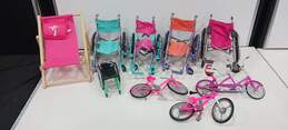 Bundle of 9 Assorted Doll Accessories Chair, Bikes and Wheelchairs