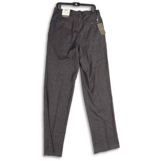 NWT Mens Gray Flat Front Slash Pocket Straight Leg Dress Pants Size 34R image number 2