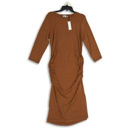 NWT Michael Kors Womens Orange 3/4 Sleeve Round Neck T-Shirt Dress Size XL