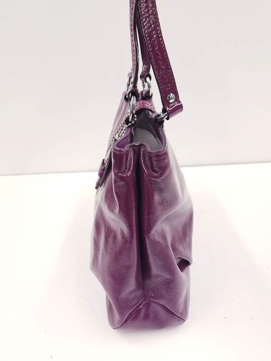 COACH F19711 Carryall Soho Plum Purple Patent Leather Tote Bag image number 4