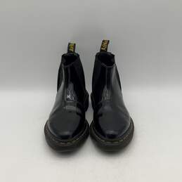 Womens Black Leather Almond Toe Pull On Ankle Chelsea Boots Size 6