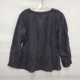 Eileen Fisher WM's Black Linen Blend Button Blouse Shirt Size XS alternative image
