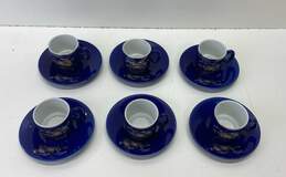 Espresso Cup and Saucer Peacock Motif Royal Blue Japan 12 pc. Set