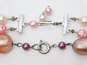 VNTG Shades of Pink Costume Necklaces w/ England Floral Brooch 241.5g image number 3