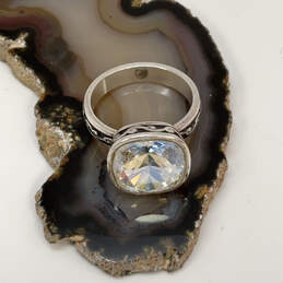 Designer Brighton Silver-Tone Fashionable Square Crystal Clear Ring