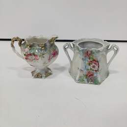 Vintage Floral Pattern Creamer & Sugar Bowl Set