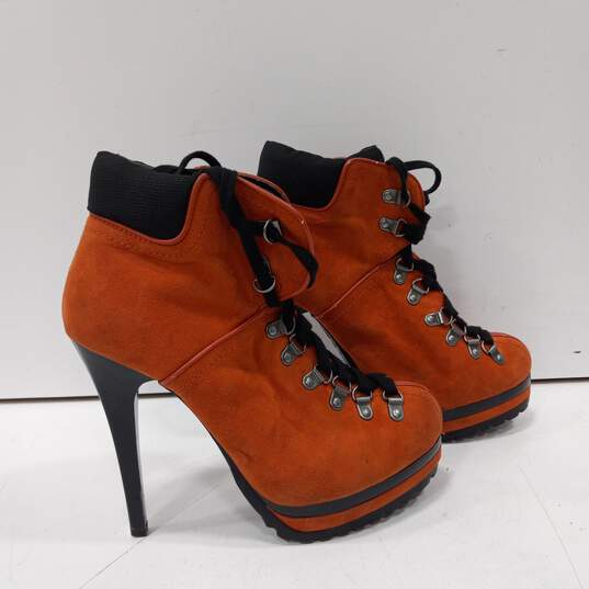 Xhilaration Women's Boot Like Orange Suede High Heel Boots Size 10 image number 4