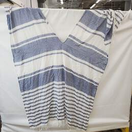 Isaac Mizrahi Womens Cover Up Shawl Blue White Stripped