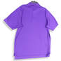 Mens Purple Short Sleeve Spread Collar Button Front Polo Shirt Size XL image number 2