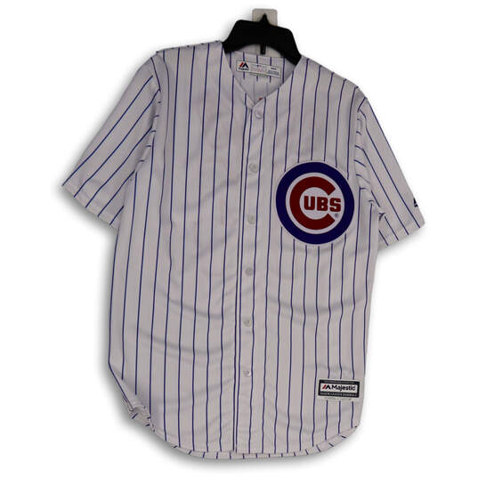 Buy the Womens White Pinstripe Chicago Cubs Anthony Rizzo #44
