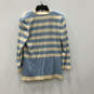 Womens Blue Off White Striped Long Sleeve Button Up Cardigan Sweater Sz 38 image number 2