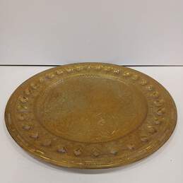 Vintage Brass Embossed Round Decorative Plate Wall Decor
