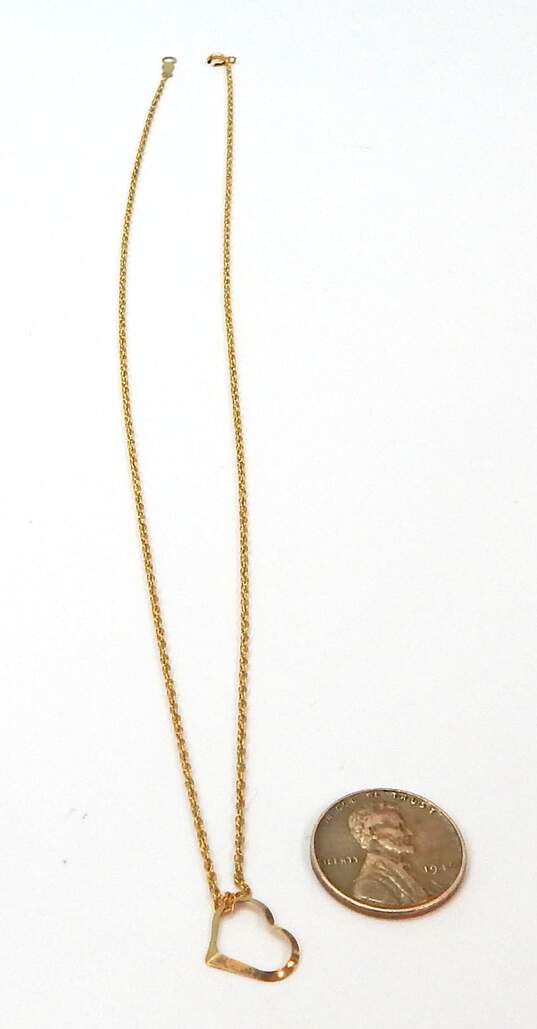 14K Yellow Gold Open Heart Pendant On Rope Chain Necklace for Repair 1.5g image number 5