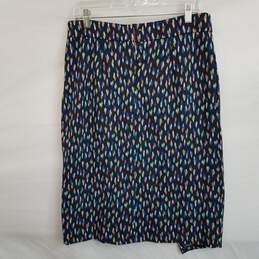 Maeve abstract print faux wrap lined pencil skirt 12
