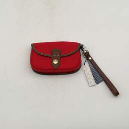 NWT Dooney & Bourke Womens Red Brown Inner Zip Pocket Clutch Wristlet Wallet