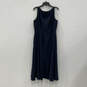 Womens Blue Sleeveless Cowl Neck Back Zip Juliet Crepe Sheath Dress Size 16 image number 2