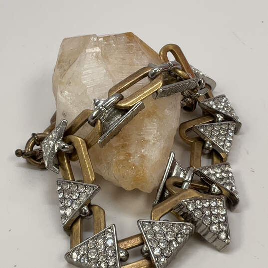 Designer J. Crew Gold-Tone Shiny Triangle Rhinestone Link Chain Necklace image number 2