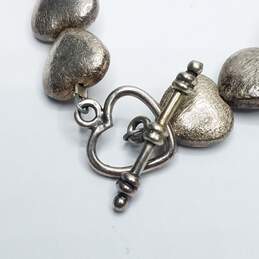 Sterling Silver Heart Link Toggle 7" Bracelet 19.4g alternative image