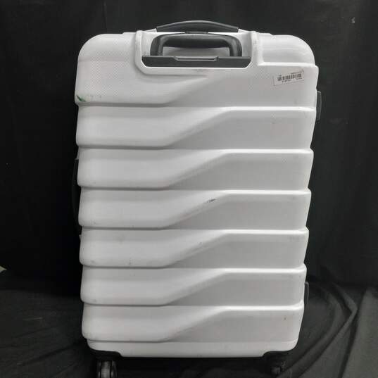 American Tourister Hard Shell White & Black Carry-On Rolling Luggage image number 2