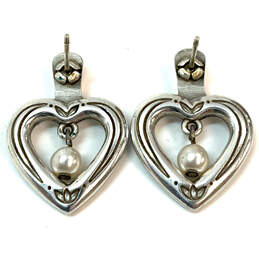 Designer Brighton Silver-Tone Faux Pearl Heart Shape Dangle Earrings alternative image