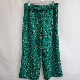 Halogen green leopard print belted pull on wide leg pants S petite alternative image