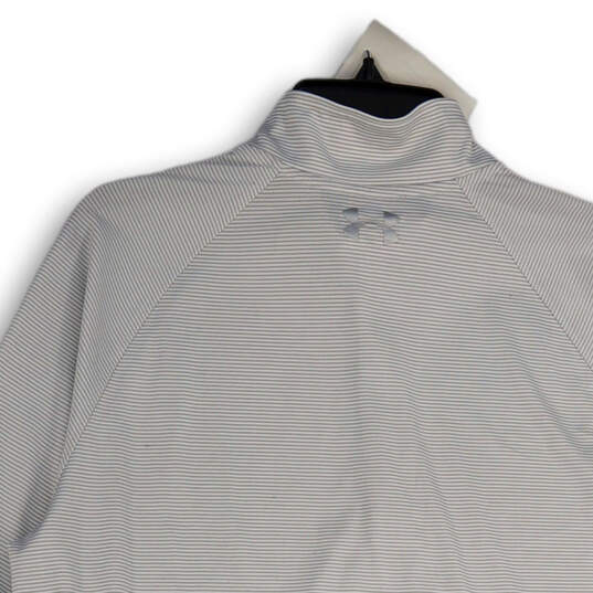 Mens White Gray Long Sleeve Mock Neck 1/4 Zip Activewear T-Shirt Size L image number 4