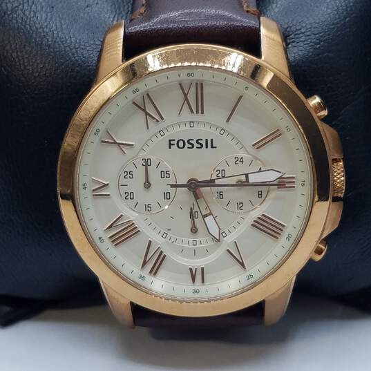 Fossil Oversize 45mm Rose Tone Tone Case Men's Stainless Steel Chronograph Quartz Watch image number 1