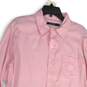 Womens Pink Long Sleeve Collared Front Pocket Button-Up Sleepshirt Size L image number 3