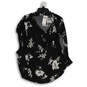 NWT Womens Black Floral Drape Neck Sleeveless Pullover Blouse Top Size 3X image number 1