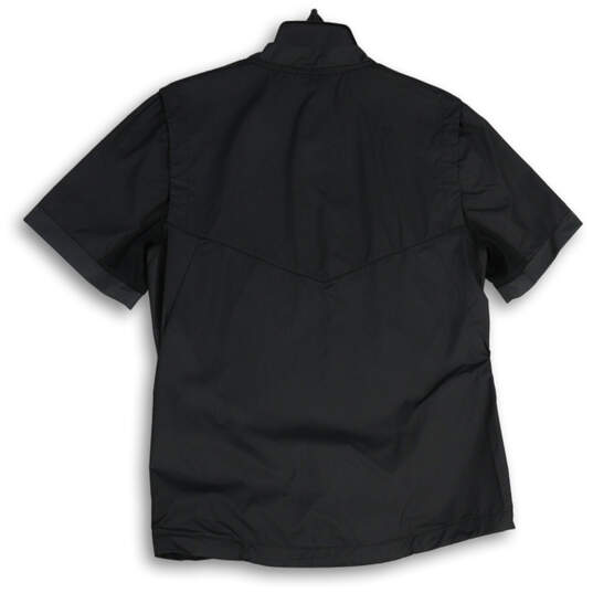 Womens Black Short Sleeve Pullover Baseball Windbreaker T-Shirt Size S image number 2