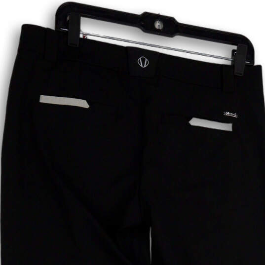 NWT Womens Black Dark Wash Flat Front Pockets Straight Leg Capri Pants Sz 8 image number 4