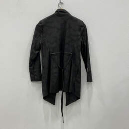 NWT Womens Black Leather Long Sleeve Belted Collared Full-Zip Jacket Size 8 alternative image