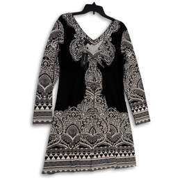 NWT Womens Black White Paisley V-Neck Classic Pullover Shift Dress Size XL