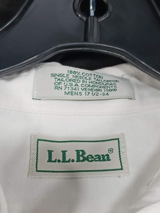 L.L. Bean White Button Up Dress Shirt Men's Size 17.5 image number 5