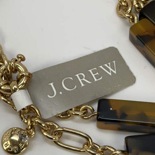 Designer J. Crew Gold-Tone Resin Tortoise Fashionable Link Chain Necklace image number 4