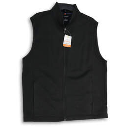 NWT Mens Black Classic Fit Stretch Sleeveless Full-Zip Vest Size Large