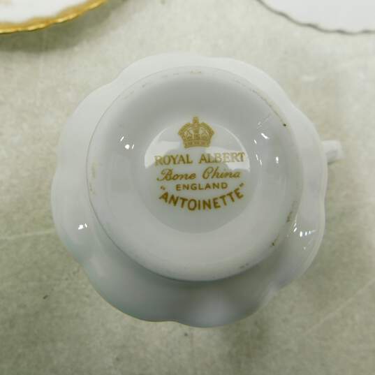 Vintage Royal Albert Bone China Antoinette Tea Cup & Saucer Bundle image number 4
