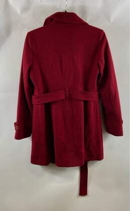 Michael Kors Womens Red Long Sleeve Asymmetrical Belted Zip-Up Pea Coat Size PS alternative image