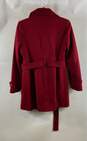 Michael Kors Womens Red Long Sleeve Asymmetrical Belted Zip-Up Pea Coat Size PS image number 2