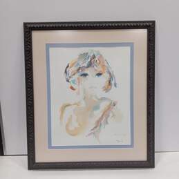 Watercolor Portrait of Woman Framed Art Print