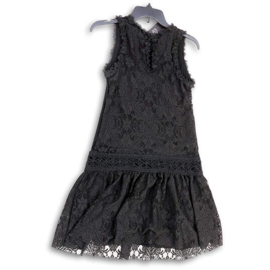 NWT Womens Black Pleated Lace Sleeveless Round Neck A-Line Dress Size M image number 2