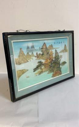 Oriental Hand Crafted Wall Art Landscape Temple Garden Shadow Box Framed alternative image
