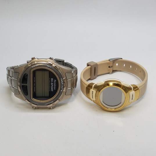 His and Hers Armitron Sport Stainless Steel & Rubber Quartz Watch Bundle image number 1