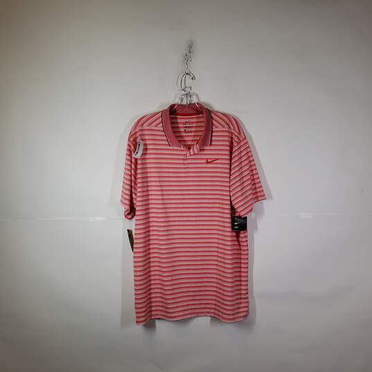 NWT Mens Striped Regular Fit Short Sleeve Collared Golf Polo Shirt Size XL image number 1