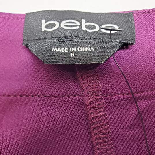 Bebe Off Shoulder Button Detail Midi Purple Dress Women's Small NWT image number 4